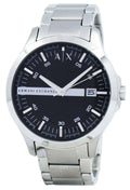 Armani Exchange Hampton Chronograph Black Dial Silver Steel Strap Watch For Men - AX2103