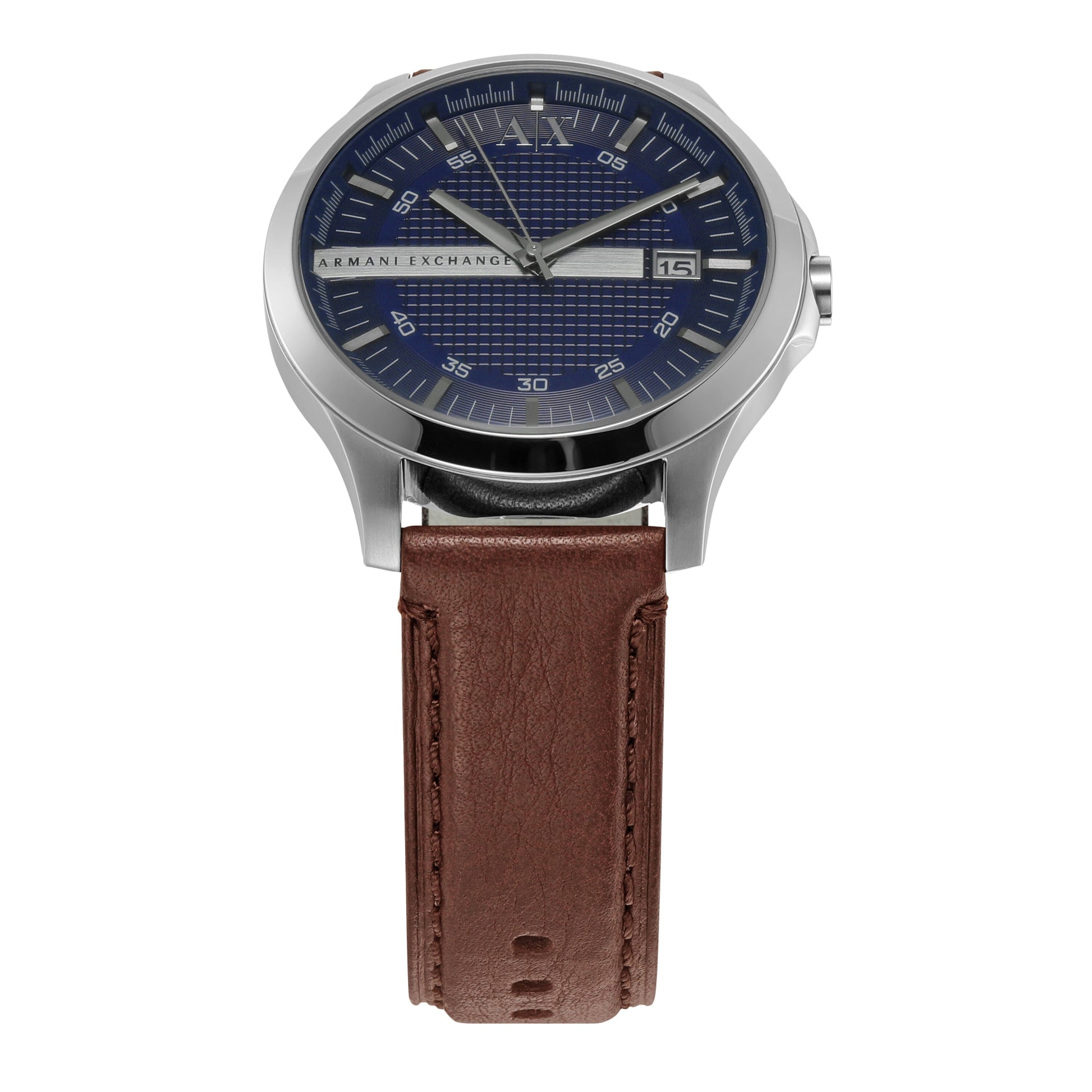 Armani Exchange Hampton Chronograph Blue Dial Brown Leather Strap Watch For Men - AX2133