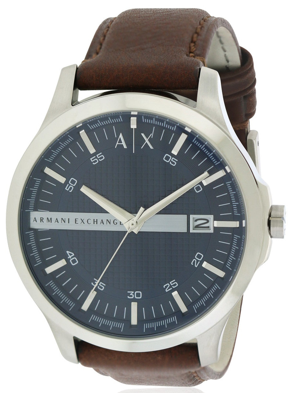 Armani Exchange Hampton Chronograph Blue Dial Brown Leather Strap Watch For Men - AX2133