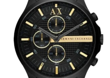 Armani Exchange Hampton Chronograph Black Dial Black Steel Strap Watch For Men - AX2164