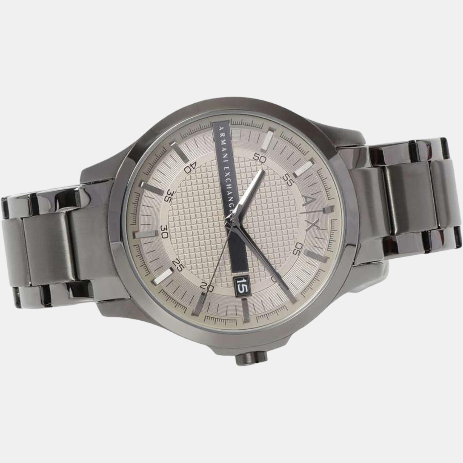 Armani Exchange Hampton Chronograph Grey Dial Grey Steel Strap Watch For Men - AX2194