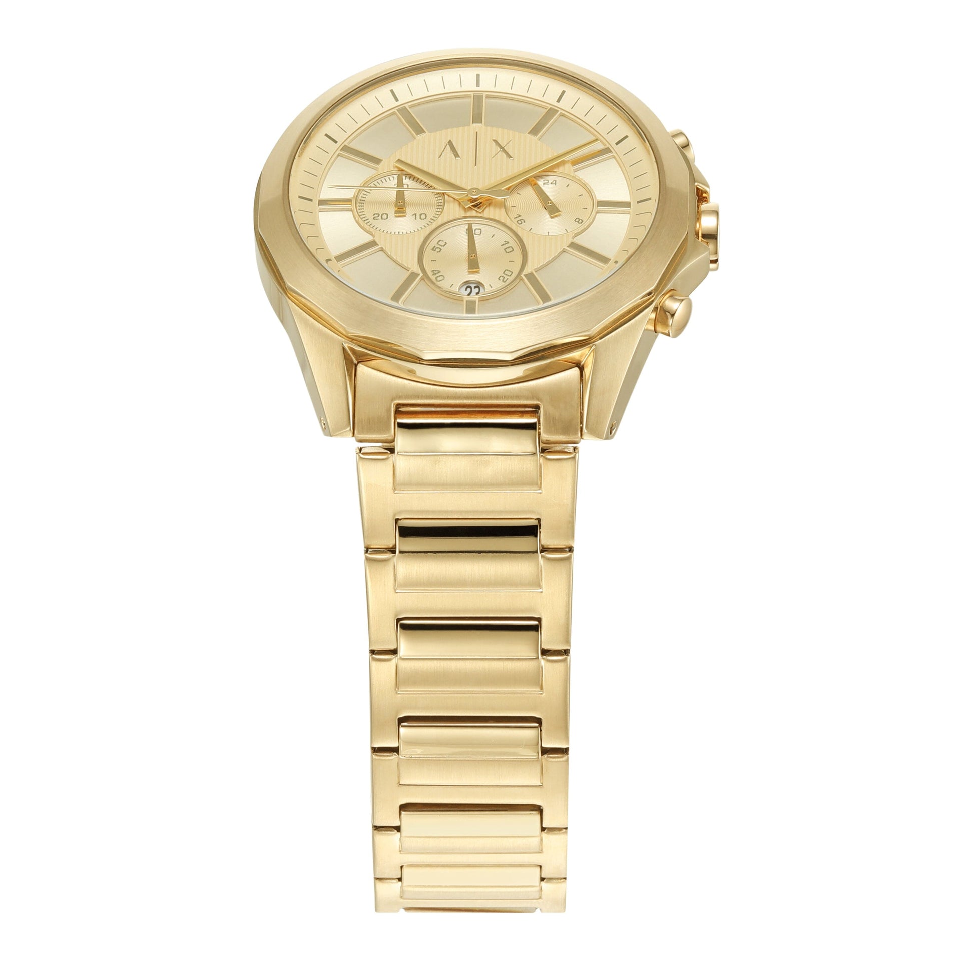 Armani Exchange Drexler Chronograph Gold Dial Gold Steel Strap Watch For Men - AX2602