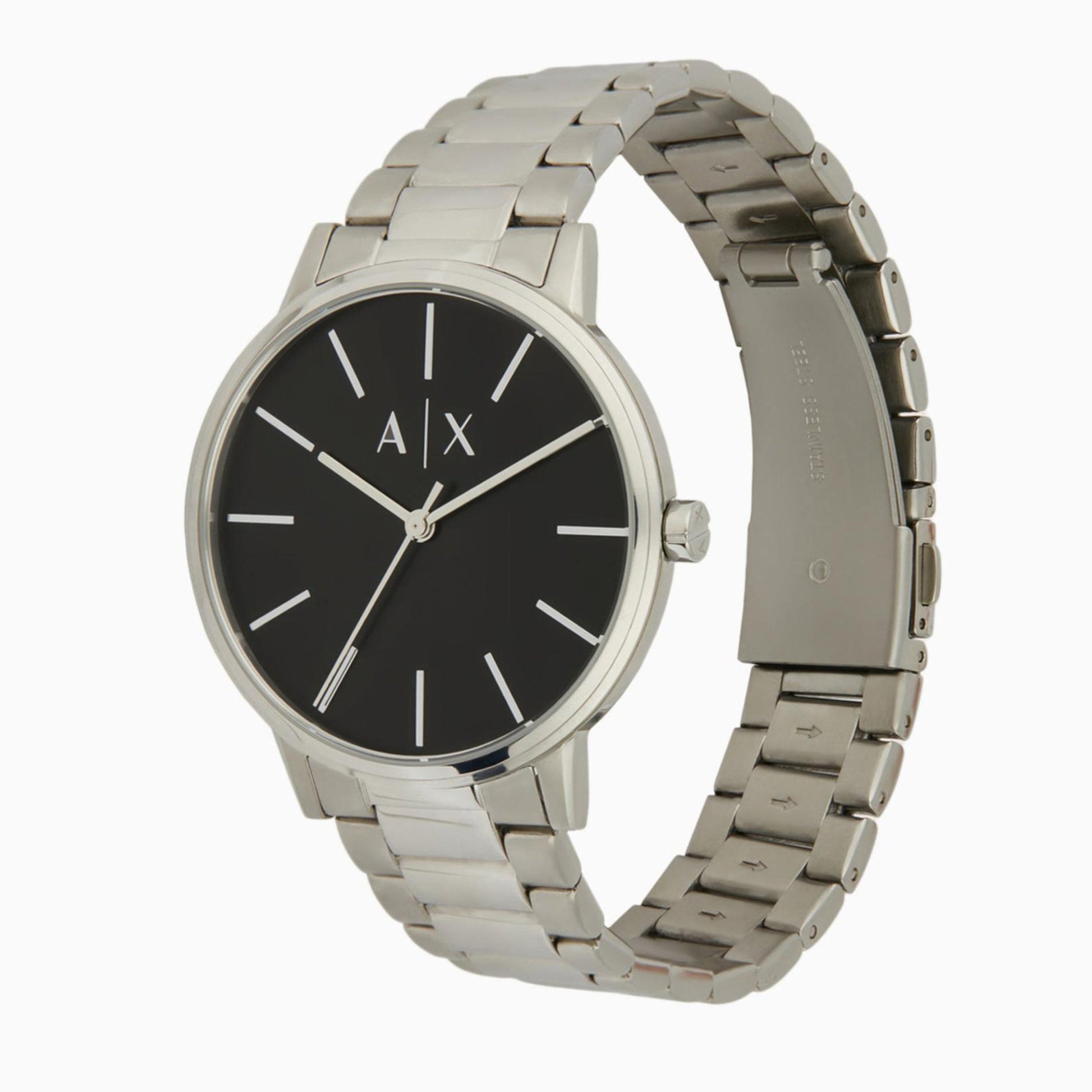 Armani Exchange Cayde Analog Black Dial Silver Steel Strap Watch For Men - AX2700