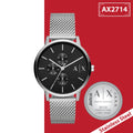 Armani Exchange Cayde Chronograph Black Dial Silver Mesh Strap Watch For Men - AX2714