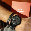 Armani Exchange Hampton Black Dial Black Steel Strap Watch For Men - AX7101