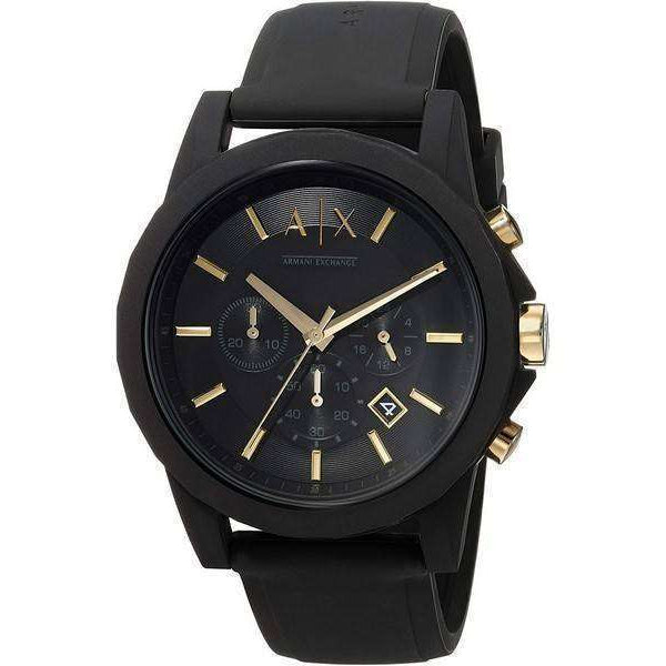 Armani Exchange Outerbanks Chronograph Black Dial Black Steel Strap Watch For Men - AX7105