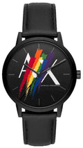 Armani Exchange Cayde Analog Black Dial Black Leather Strap Watch For Men - AX7120