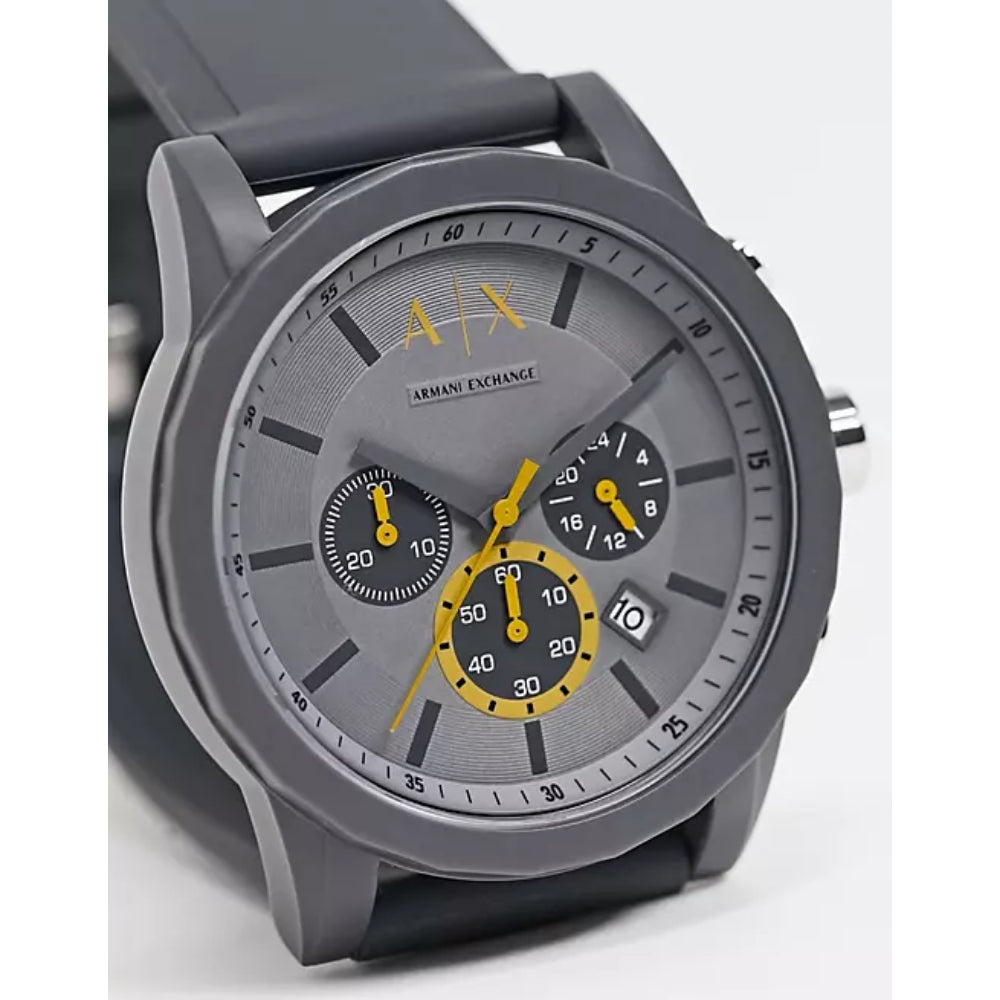 Armani Exchange Outerbanks Chronograph Grey Dial Grey Silicone Strap Watch For Men - AX7123