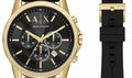 Armani Exchange Outerbanks Chronograph Black Dial Black Leather Strap Watch For Men - AX7133