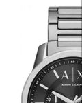 Armani Exchange Banks Chronograph Black Dial Silver Steel Strap Watch For Men - AX1720