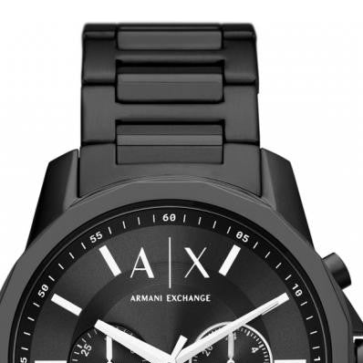 Armani Exchange Banks Chronograph Black Dial Black Steel Strap Watch For Men - AX1722