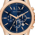 Armani Exchange Banks Chronograph Blue Dial Blue Leather Strap Watch For Men - AX1723