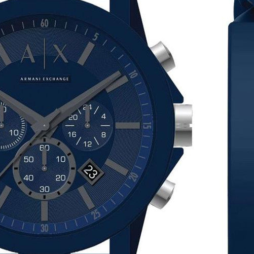 Armani Exchange Outerbanks Chronograph Blue Dial Blue Silicone Strap Watch For Men - AX7128