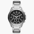 Armani Exchange Drexler Chronograph Black Dial Silver Steel Strap Watch for Men - AX2600