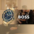 Hugo Boss Energy Chronograph Blue Dial Gold Steel Strap Watch For Men - 1513973