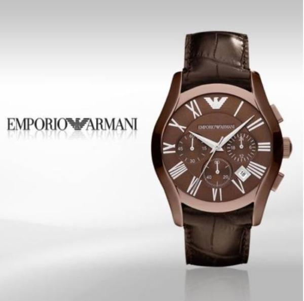 Emporio Armani Valente Classic Brown Dial Brown Leather Strap Watch For Men - AR1609