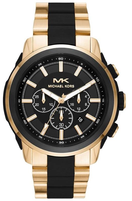 Michael Kors Lennox Chronograph Black Dial Two Tone Steel Strap Watch for Men - MK8990