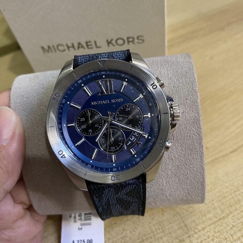 Michael Kors Brecken Chronograph Blue Dial Blue Silicone Strap Watch For Men - MK8923