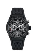 Tag Heuer Carrera Chronograph Tourbillion Titanium Carbon Black Dial Black Rubber Strap Watch for Men - CAR5A8W.FT6071