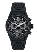 Tag Heuer Carrera Chronograph Tourbillion Titanium Carbon Black Dial Black Rubber Strap Watch for Men - CAR5A8W.FT6071