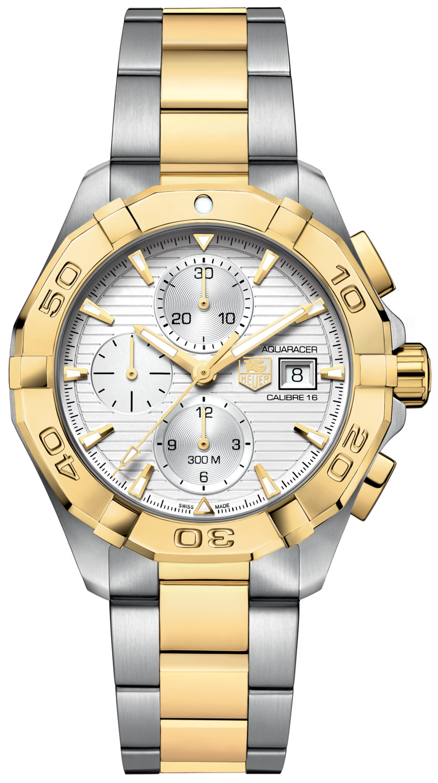 Tag Heuer Aquaracer Automatic White Dial Two Tone Steel Strap Watch for Men - CAY2121.BB0923