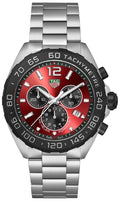 Tag Heuer Formula 1 Quartz Chronograph Red Dial Silver Steel Strap Watch for Men - CAZ101AN.BA0842