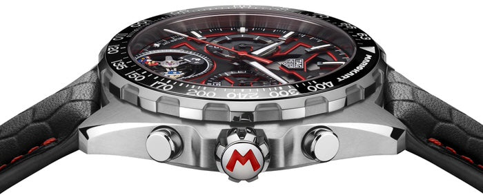 Tag Heuer Formula 1 Mario Kart Chronograph Tourbillion Black Dial Black Leather Strap Watch for Men - CAZ5080.FC6517