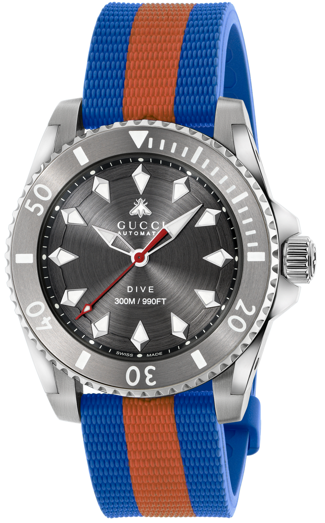 Gucci Dive Automatic Grey Dial Two Tone Rubber Strap Watch for Men - YA136352