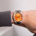 Citizen Tsuyosa Automatic Orange Dial Silver Steel Strap Watch For Men - NJ0151-88Z