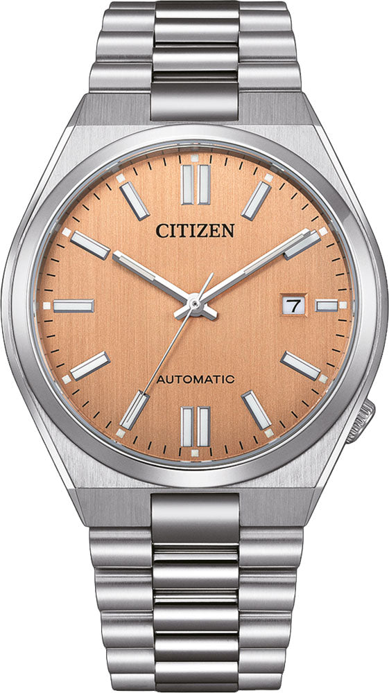 Citizen Tsuyosa Salmon Orange Dial Silver Steel Strap Watch For Men - NJ0159-86Z