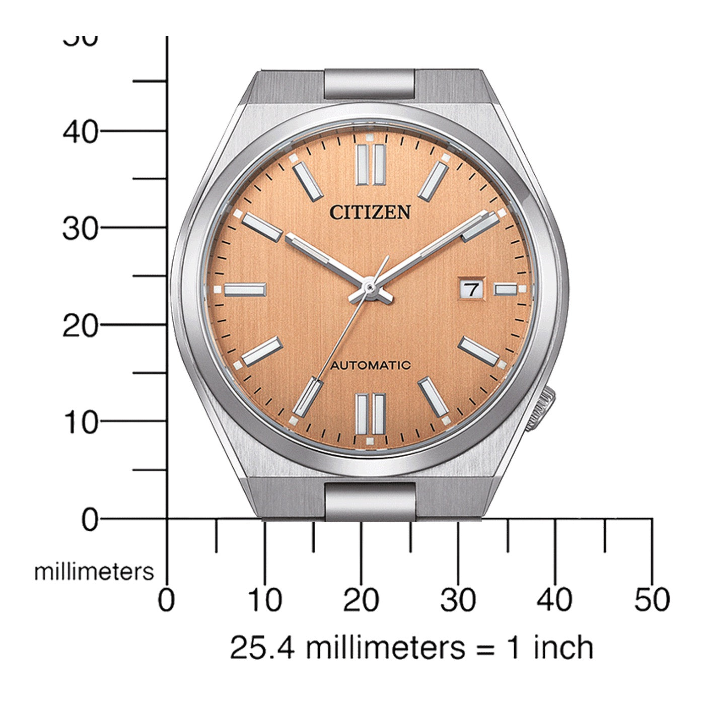 Citizen Tsuyosa Salmon Orange Dial Silver Steel Strap Watch For Men - NJ0159-86Z