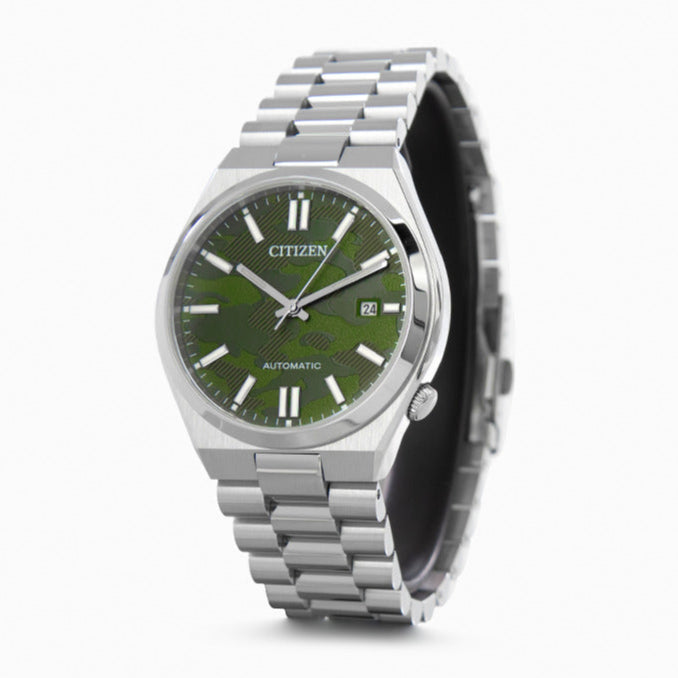 Citizen Tsuyosa Camouflage Green Dial Silver Steel Strap Watch For Men - NJ0159-86X