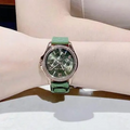 Michael Kors Mini Pilot Chronograph Green Dial Green Silicone Strap Watch For Women - MK7421