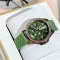 Michael Kors Mini Pilot Chronograph Green Dial Green Silicone Strap Watch For Women - MK7421