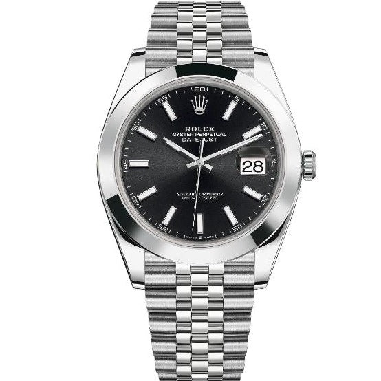 Rolex Datejust 41 Oyster Black Dial Oystersteel Jubilee Bracelet Watch for Men - M126300-0012