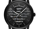 Emporio Armani Meccanico Quartz Black Dial Black Leather Strap Watch For Men - AR60032