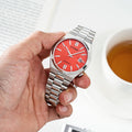 Citizen x Pantone Automatic Blazing Red Dial Silver Steel Strap Watch For Men - NJ0158-89W