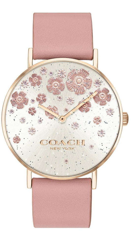 Coach Perry Silver Dial Pink Leather Strap Watch For Women - 14503325