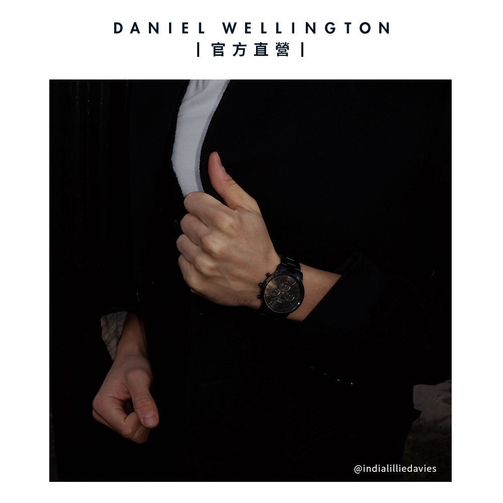 Daniel Wellington Iconic Chronograph Black Dial Black Steel Strap Watch For Men - DW00100642