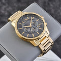 Armani Exchange Banks Chronograph Black Dial Gold Steel Strap Watch For Men - AX1721