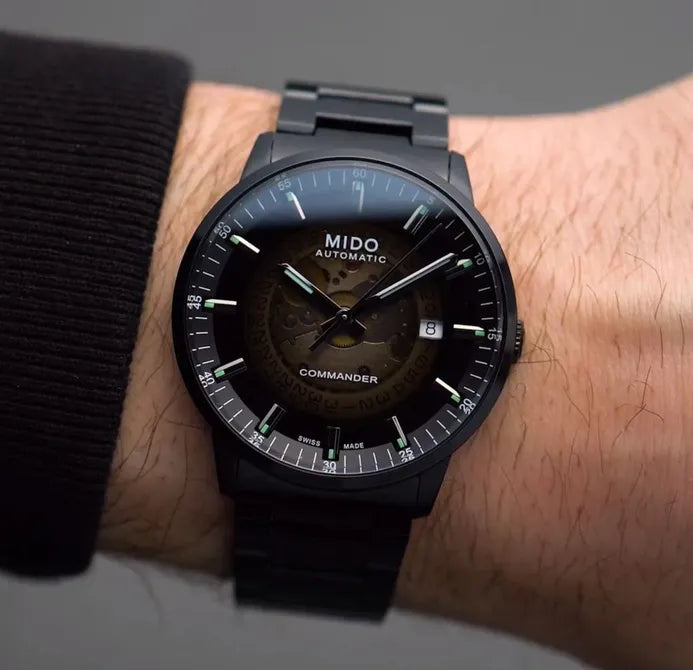 Mido Commander II Automatic Gradient Black Dial Black Steel Strap Watch For Men - M021.407.33.411.00