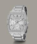 Guess Phoenix Multifunction Crystals Silver Dial Silver Steel Strap Watch For Men - GW0094G1