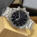 Emporio Armani Mario Chronograph Black Dial Silver Steel Strap Watch For Men - AR11241