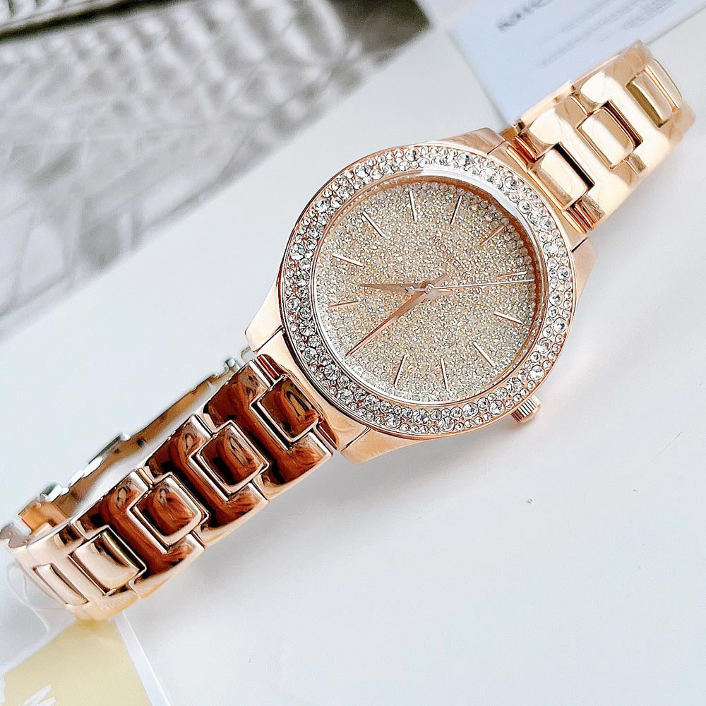 Michael Kors Liliane Three Hand Rose Gold Dial Rose Gold Steel Strap Watch For Women - MK4651