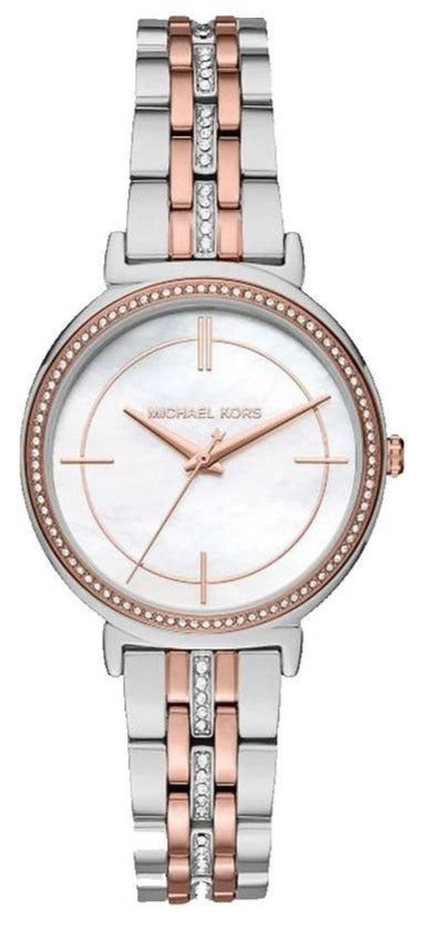 Michael Kors Cinthia Mother of Pearl Dial Two Tone Steel Strap Watch For Women - MK3831