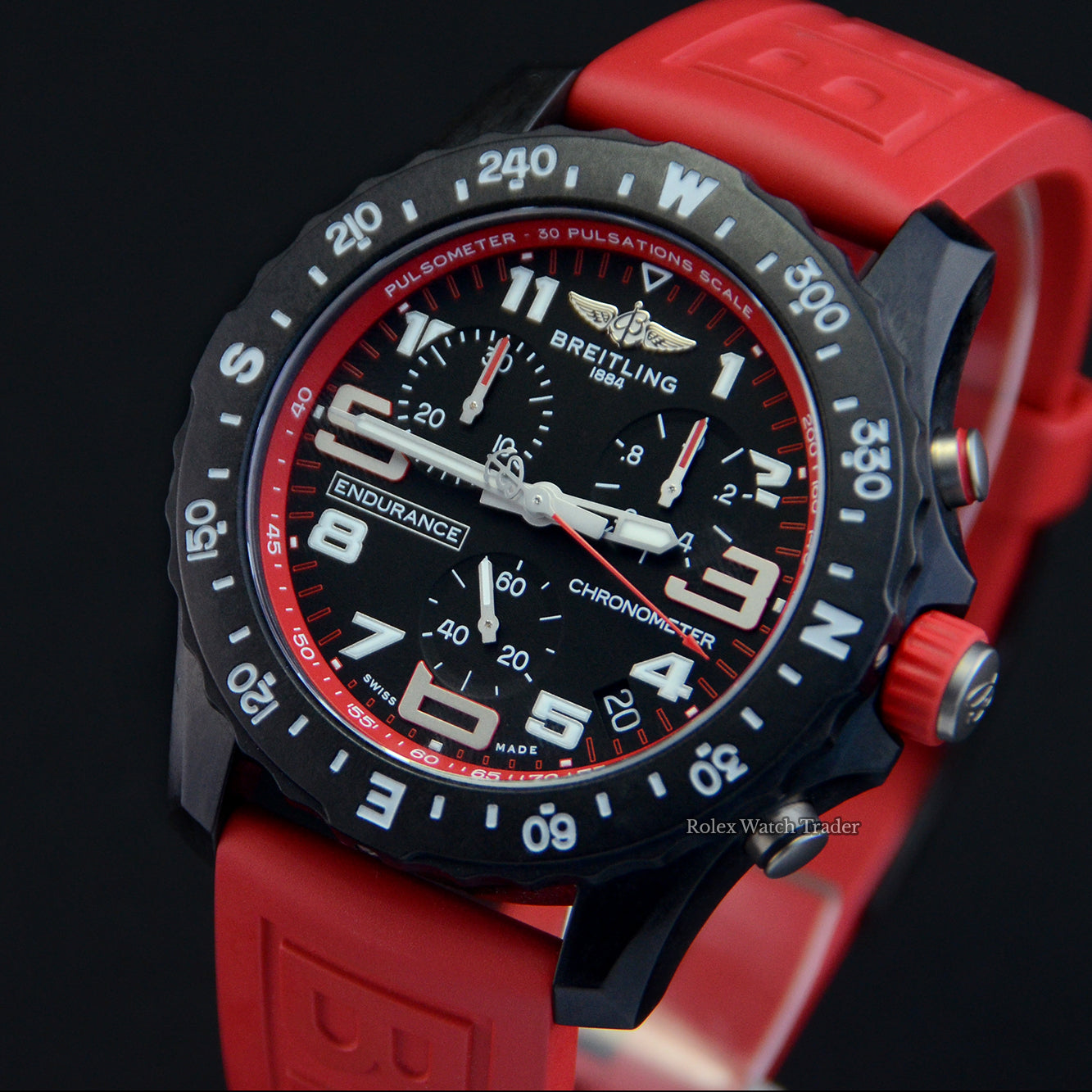 Breitling Endurance Pro Black Dial Red Rubber Strap Watch for Men - X82310D91B1S1