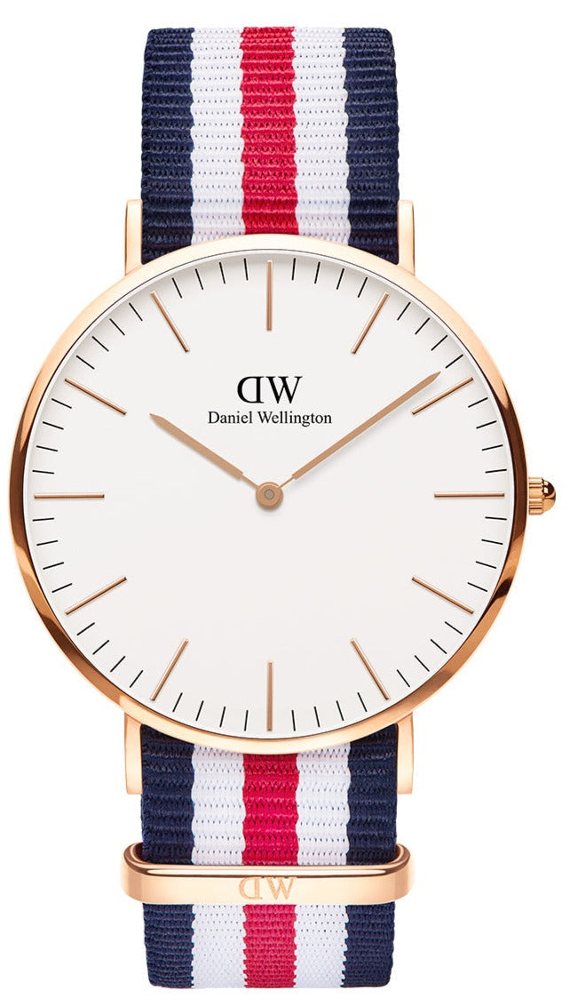 Daniel Wellington Classic Canterbury White Dial Two Tone Nylon Strap Watch For Men - DW00100002