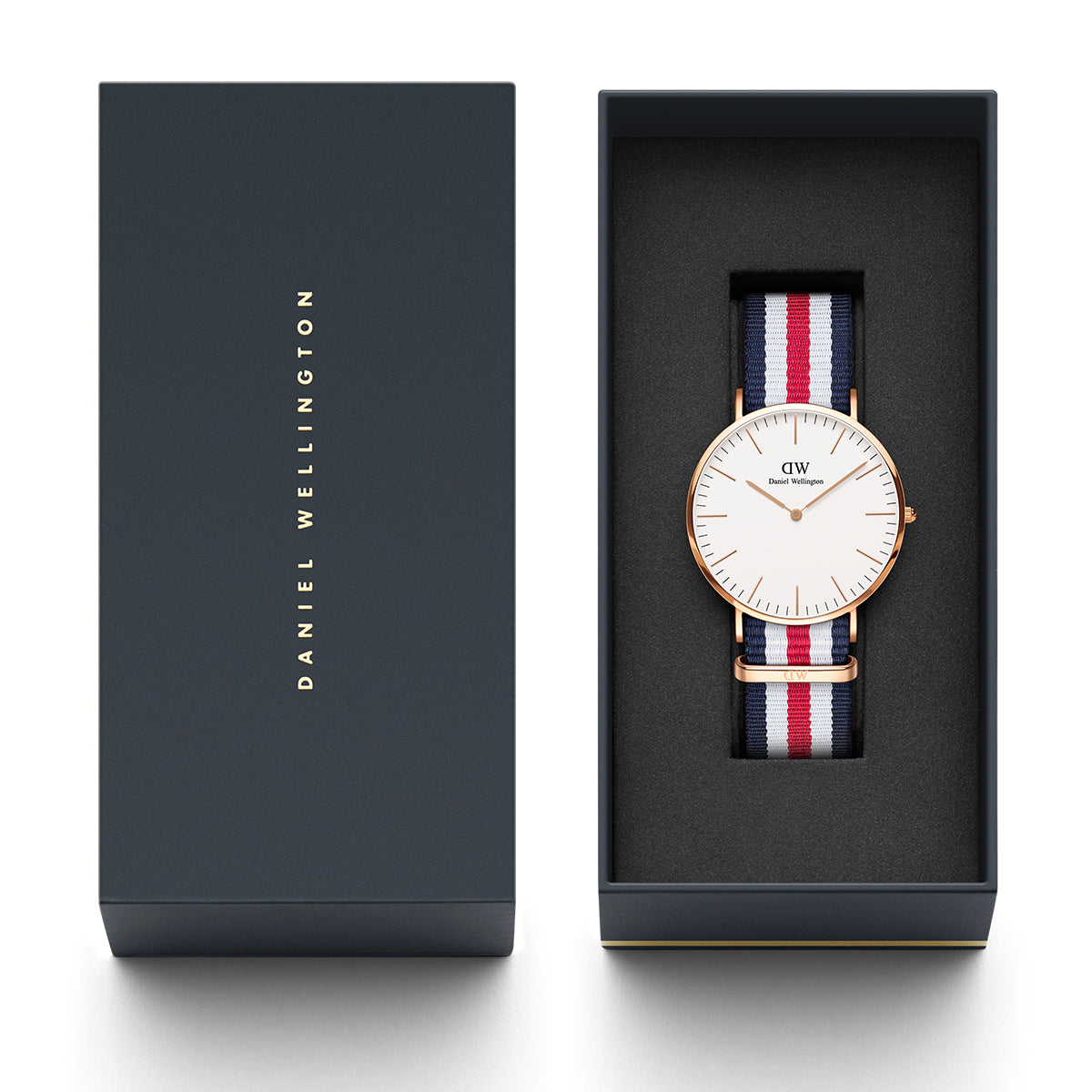 Daniel Wellington Classic Canterbury White Dial Two Tone Nylon Strap Watch For Men - DW00100002