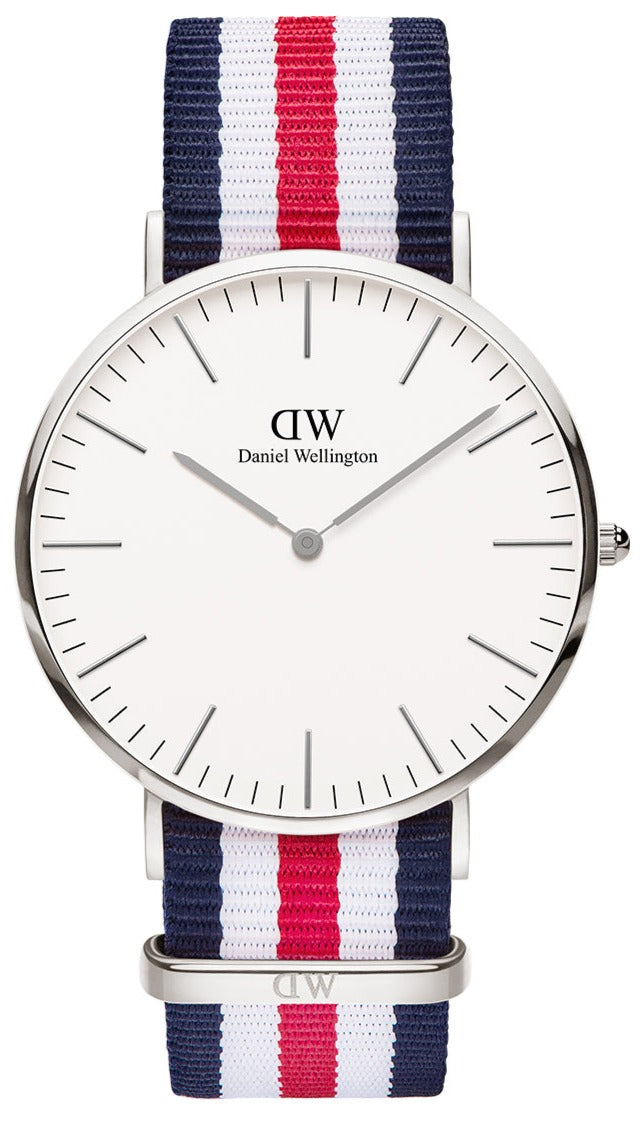 Daniel Wellington Classic Canterbury White Dial Two Tone Nylon Strap Watch For Men - DW00100016