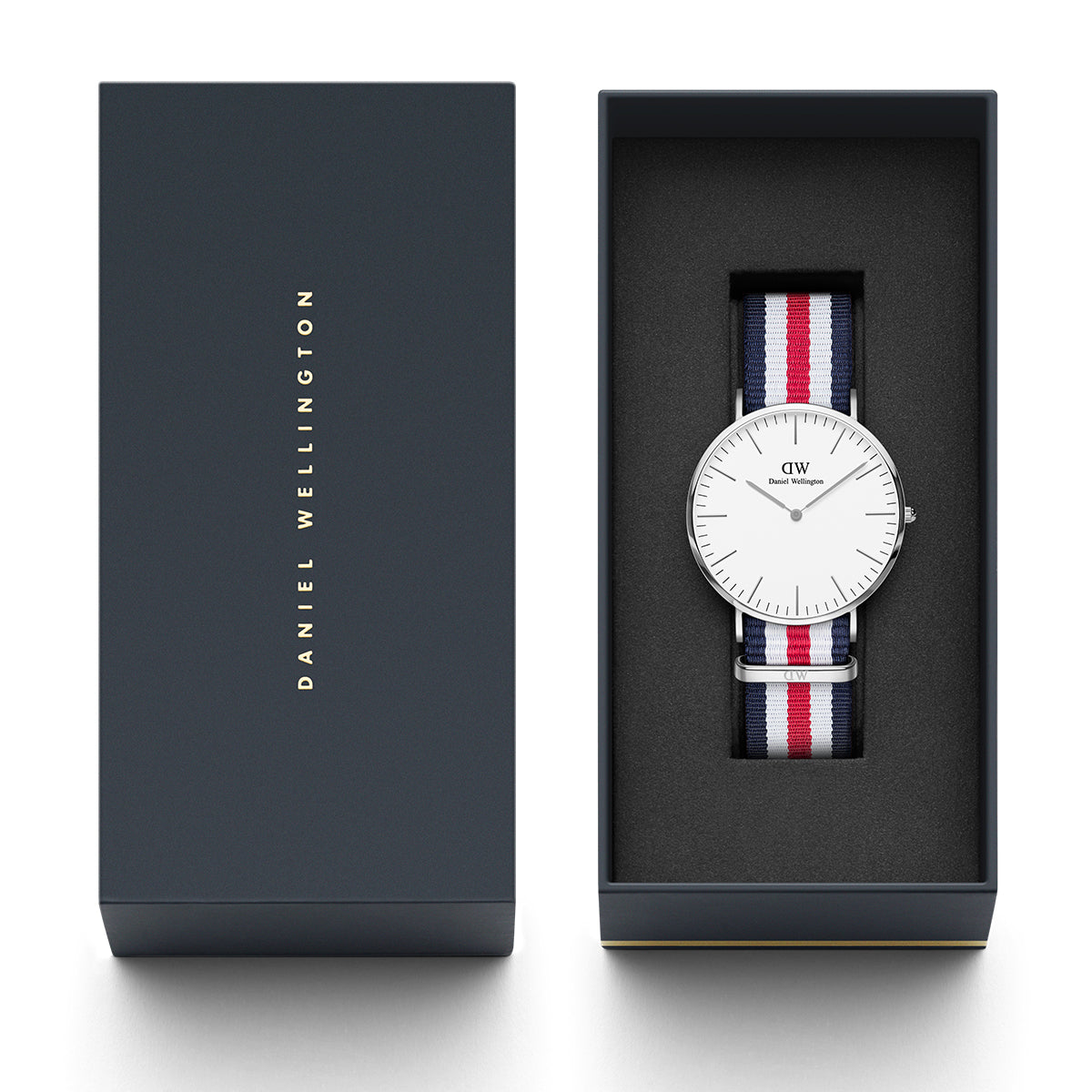 Daniel Wellington Classic Canterbury White Dial Two Tone Nylon Strap Watch For Men - DW00100016